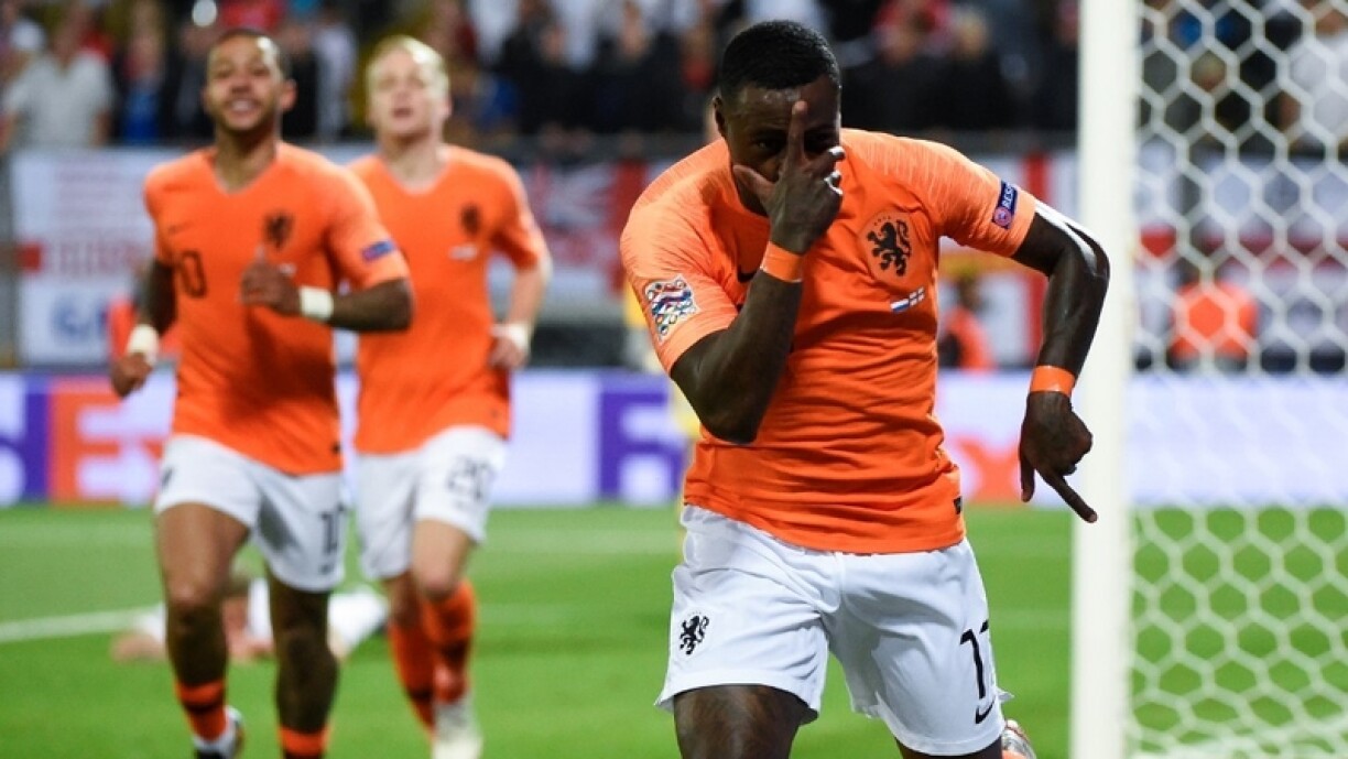 Quincy Promes sur le 2e but en faveur des Pays-Bas.