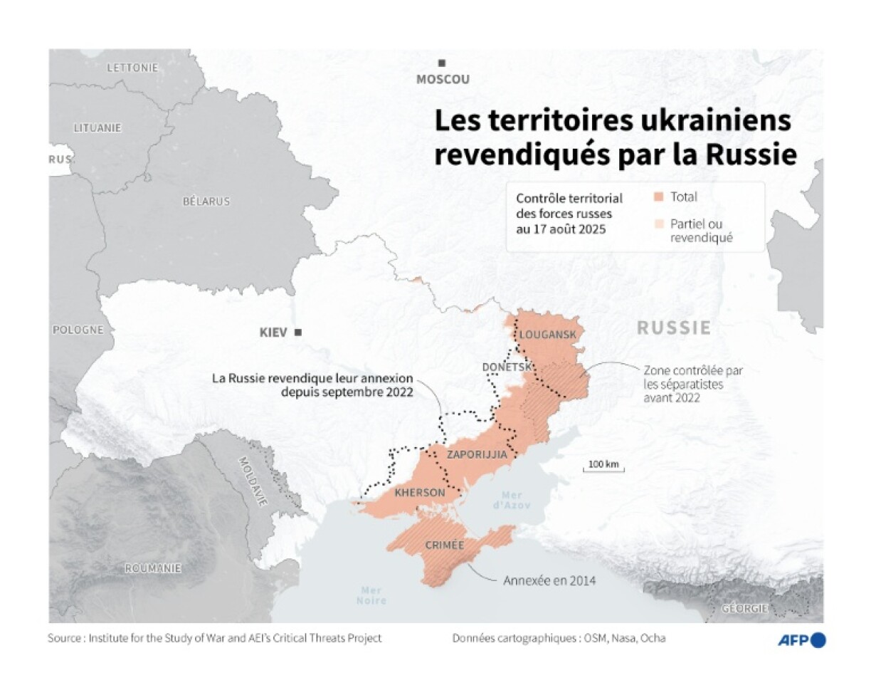 Les territoires ukrainiens revendiqués par la Russie