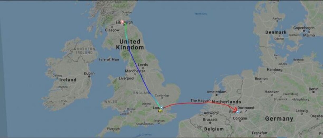 Le chemin emprunté par le vol en question.