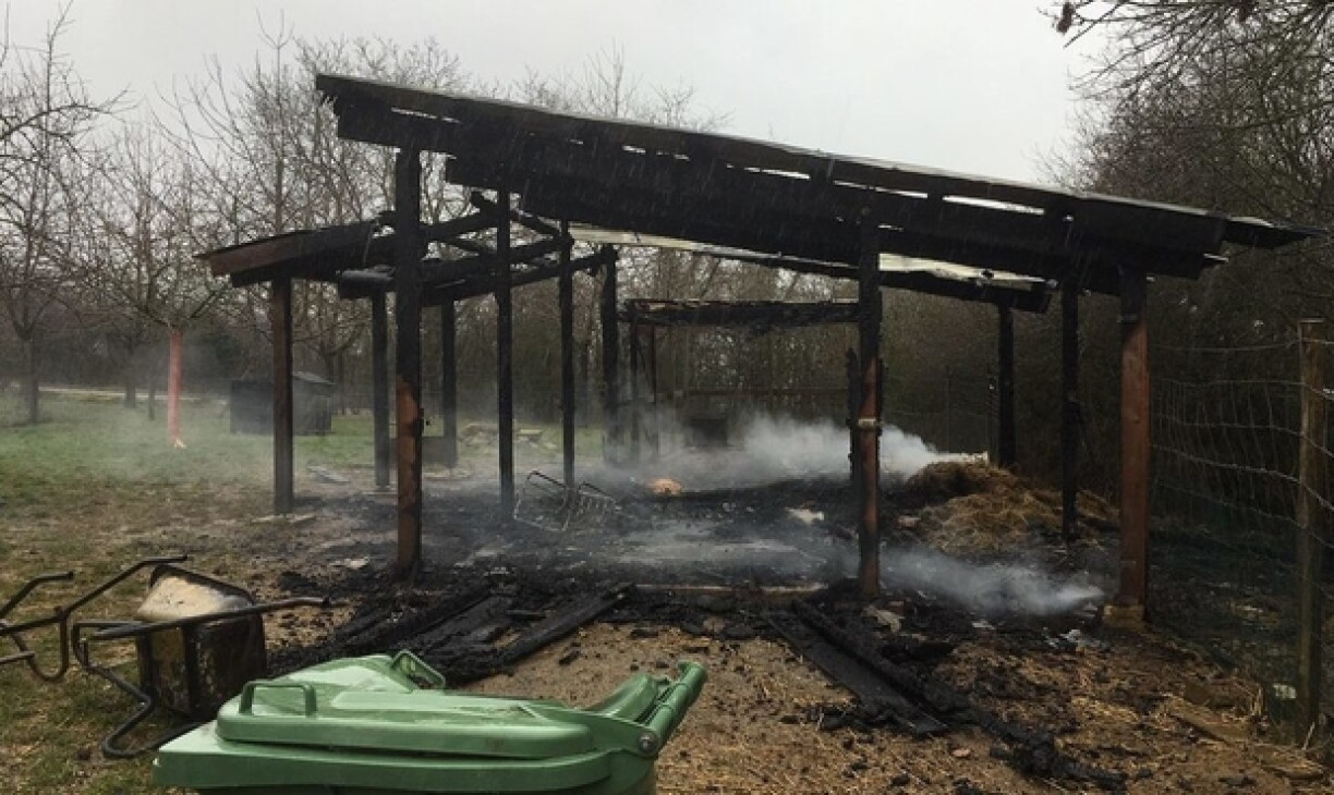 The barn burned down completely.