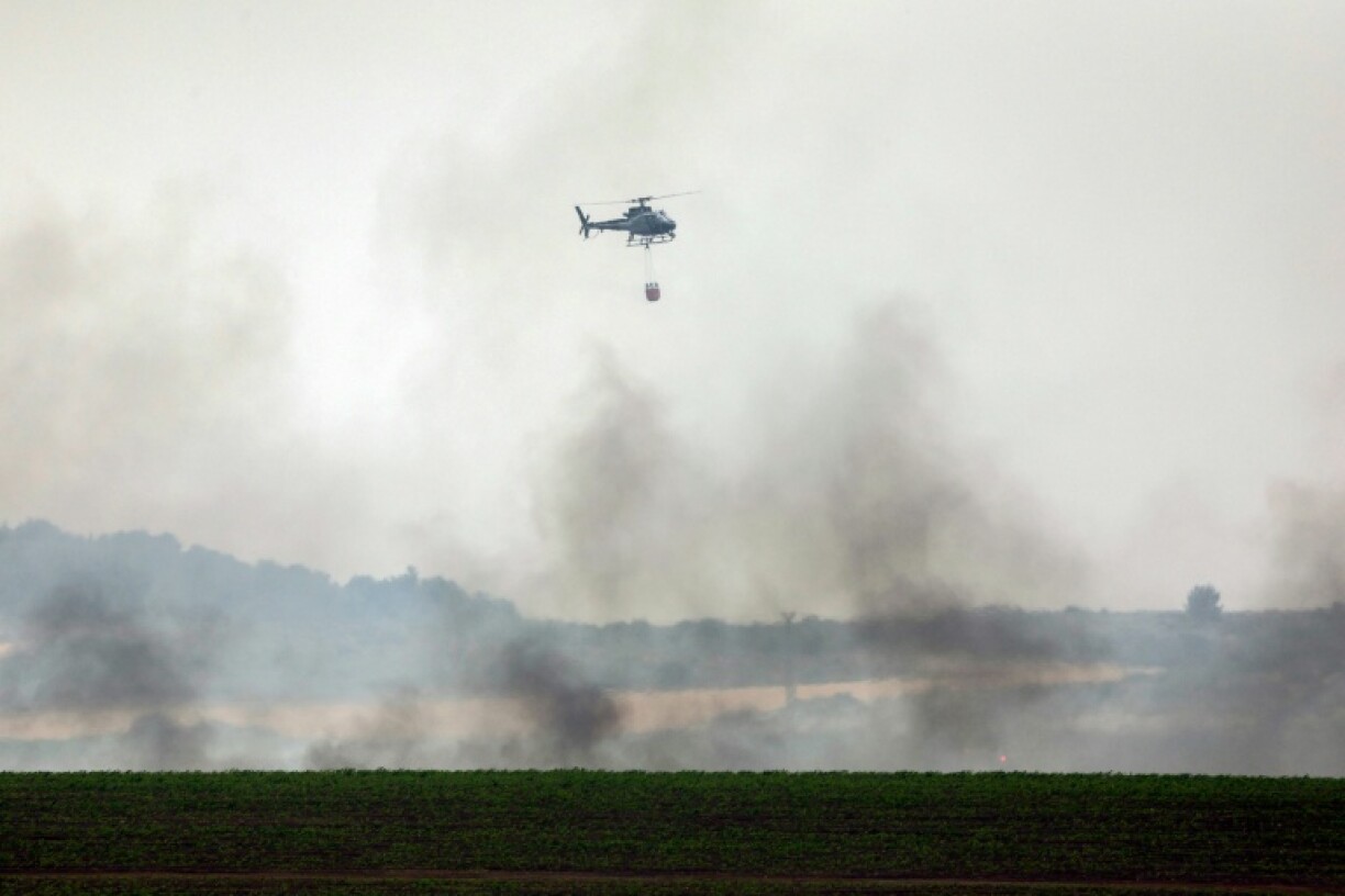 A helicopter is deployed in the firefight near the central Israeli town of Bet Shemesh