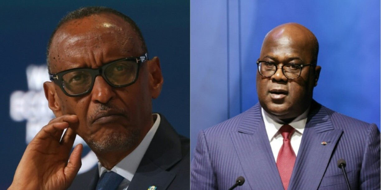 Rwandan President Paul Kagame (L) and DRC counterpart Felix Tshisekedi were to meet on Saturday