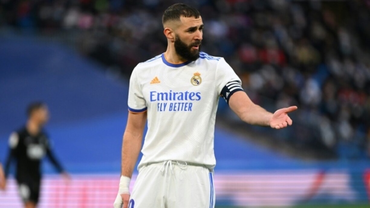 Karim Benzema, joueur du Real Madrid lors d'un match au stade Santiago Bernabeu à Madrid, le 23 janvier 2022