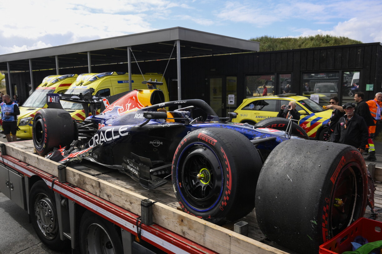 Den Auto vum Max Verstappen nom Accident
