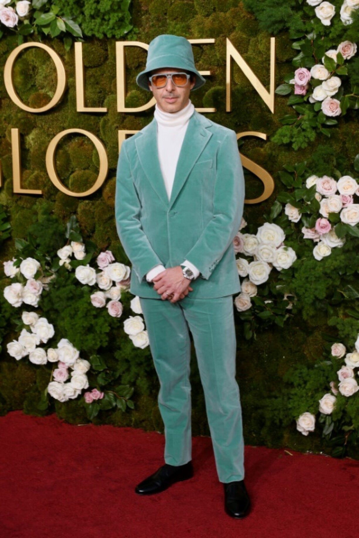 US actor Jeremy Strong rocked a mint green suit at the Golden Globes