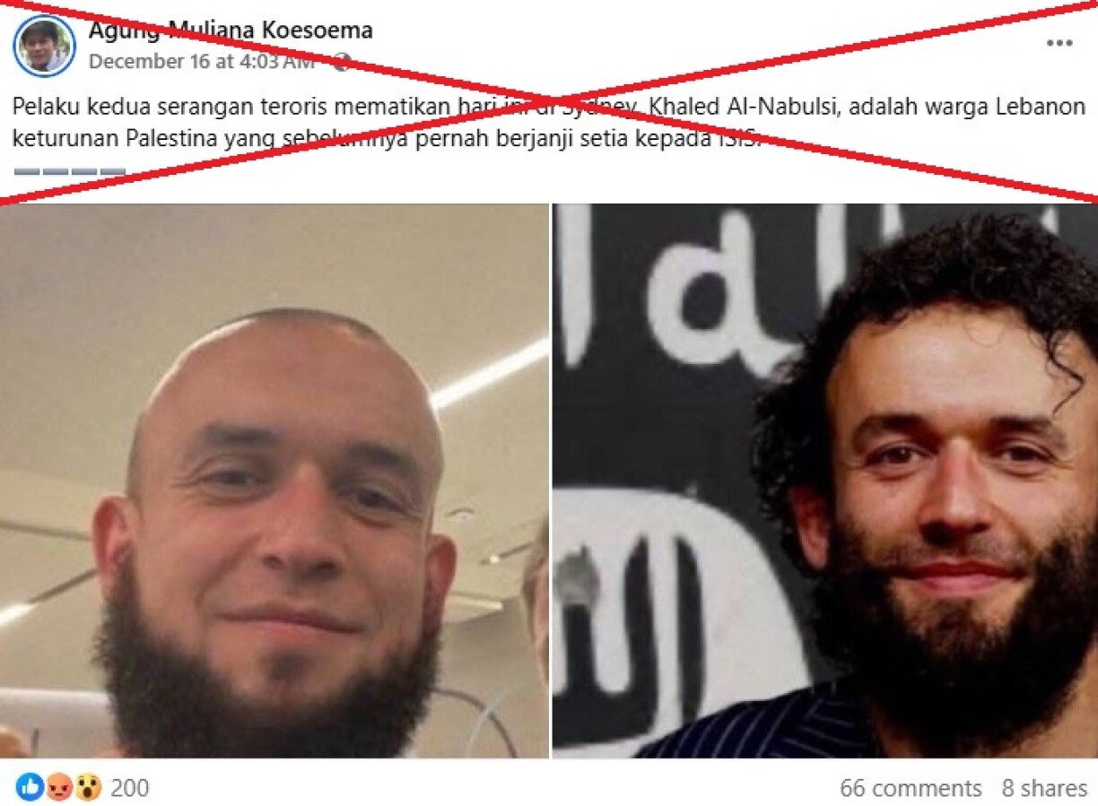 Screenshot of the false Facebook post captured on December 19, 2025, with a red X added by AFP