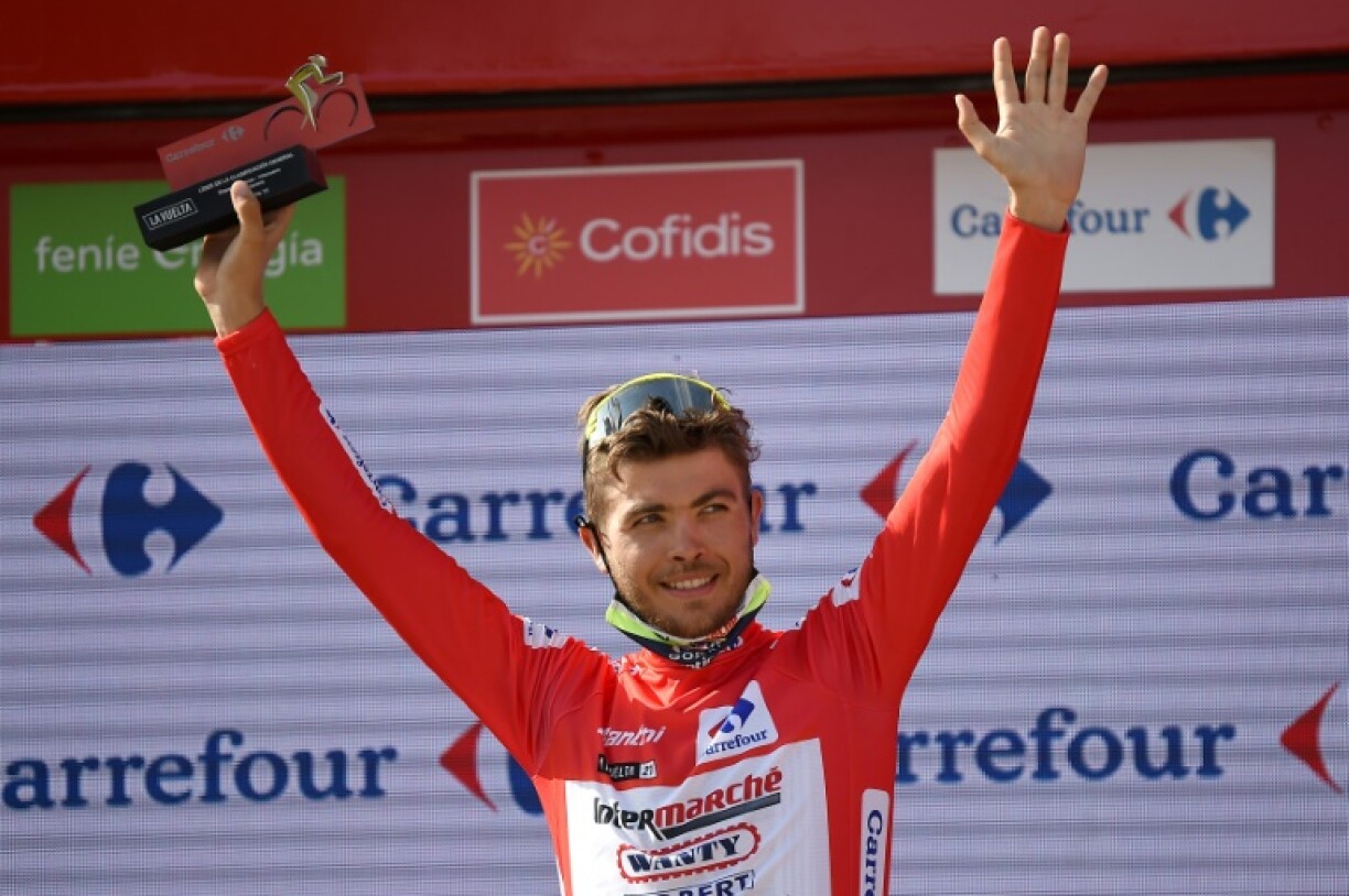 Le Norvégien Christian Eiking, toujours leader de la Vuelta, après la 13e étape, disputée entre Belmez et Villanueva de la Serena, le 27 août 2021, et remportée par le Français Florian Sénéchal