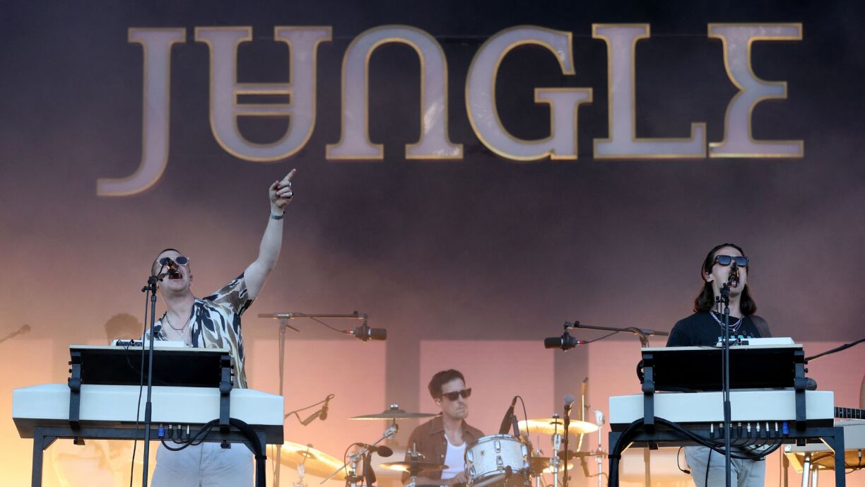 British band Jungle perform during the first day of the NOS Alive 2022 music festival in Lisbon, Portugal, on 6 July 2022.