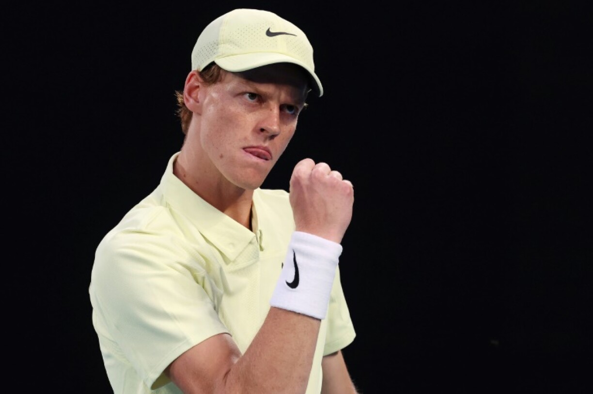 Italy's Jannik Sinner reacts on a point against Australia’s Tristan Schoolkate