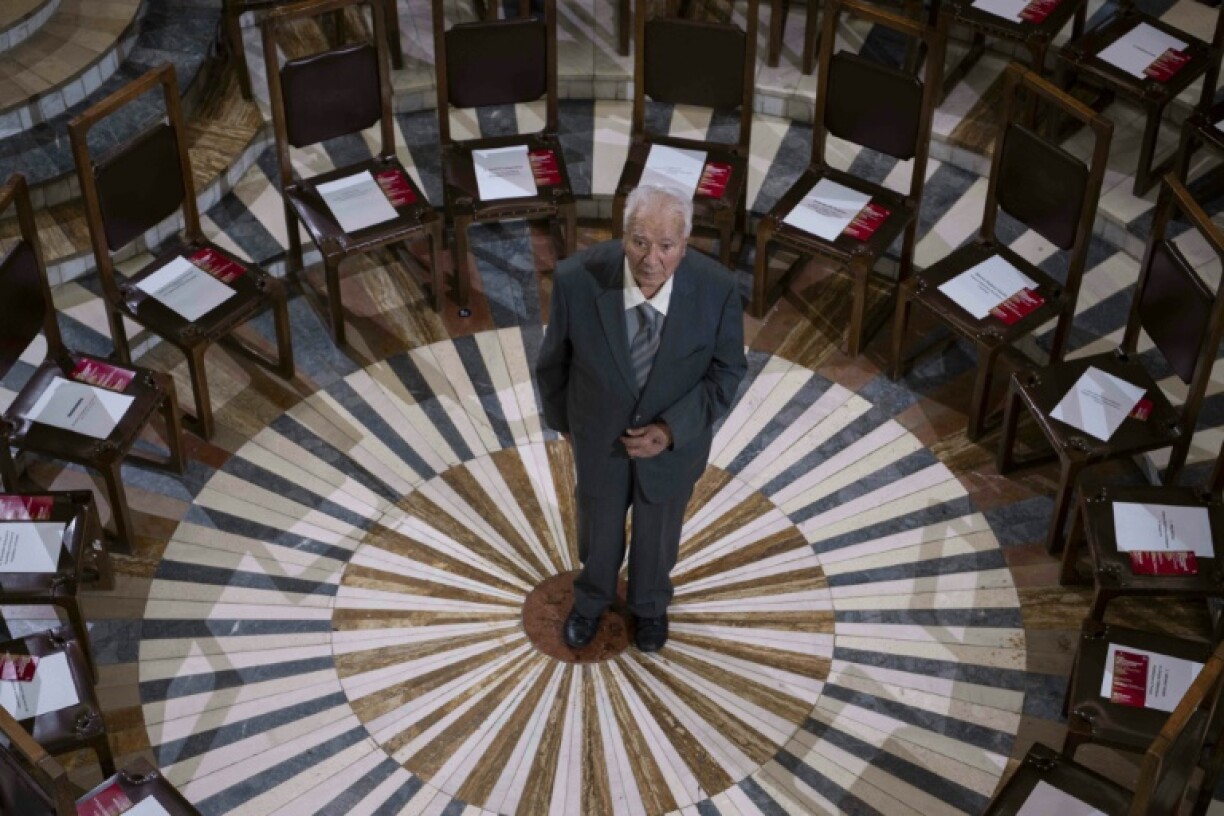 Architect Andrija Mutnjakovic in one of the rooms he designed at the Kosovo national library