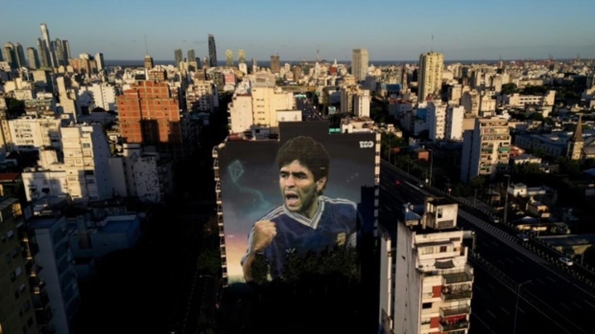 Fresque géante de Diego Maradona, le 10 mars 2025 à Buenos Aires
