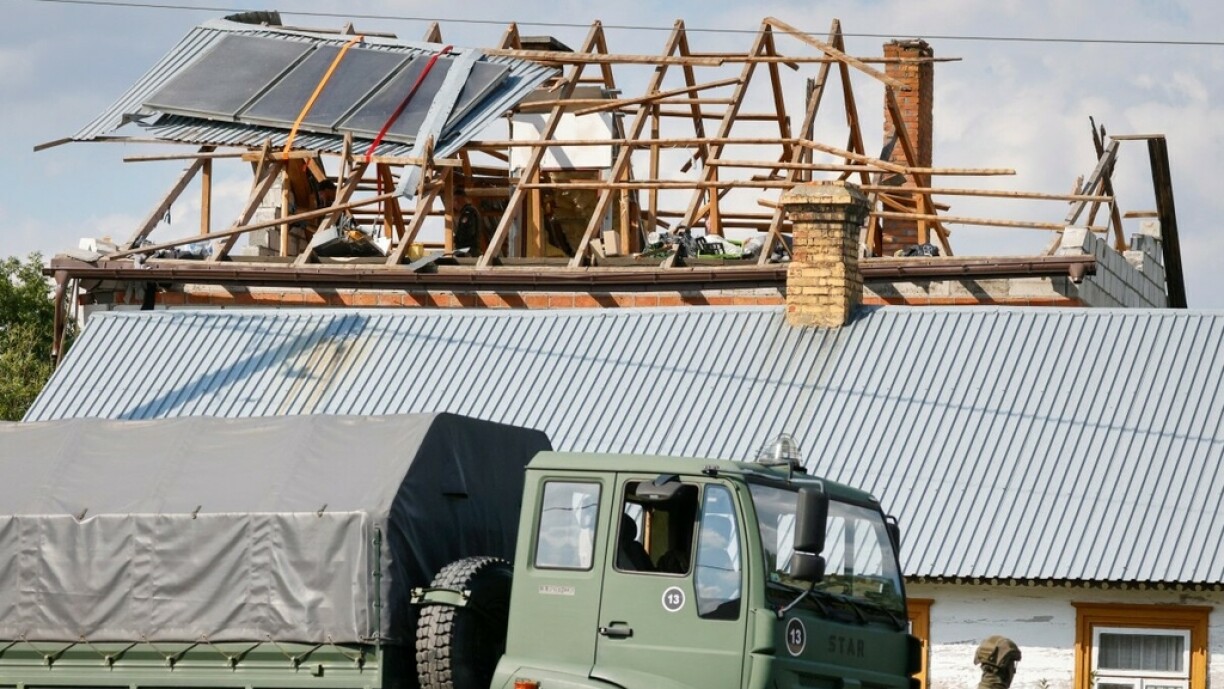 Damages caused by a downed Russian drone over Polish airspace.