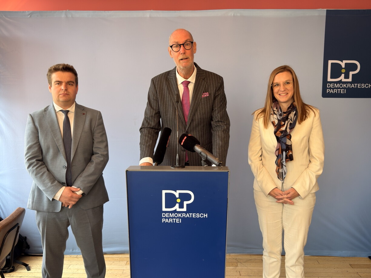 DP's Luc Emering, Gilles Baum and Carole Hartmann during the press conference.