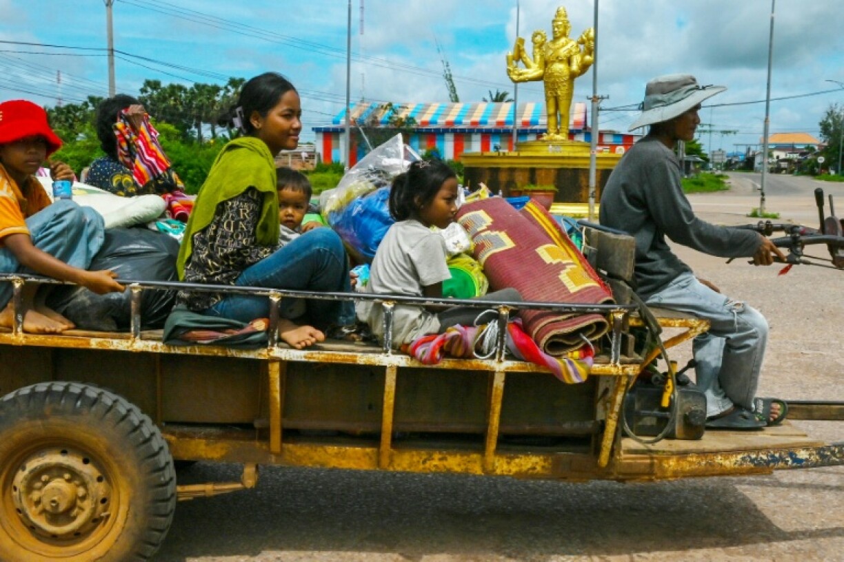 People who fled the border return to their homes in Oddar Meanchey province, Cambodia, following the ceasefire