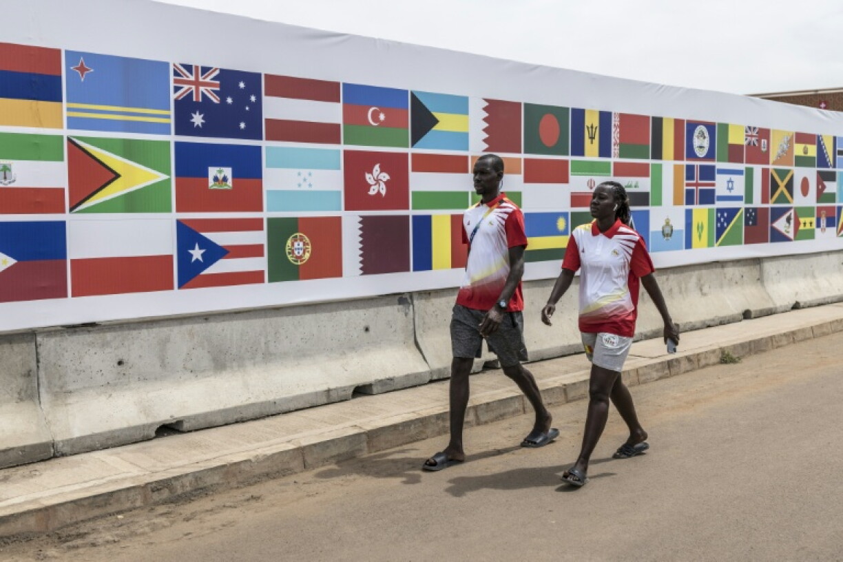Senegalese athletes, some of the Games' more than 2,600 young participants, are seen at the Youth Olympic Village in Diamniadio, Senegal