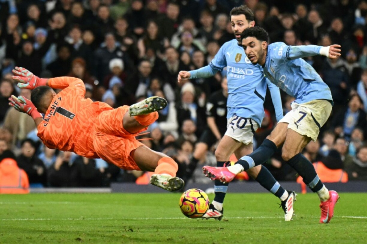 Chelsea goalkeeper Robert Sanchez (left) was at fault for Manchester City's second goal