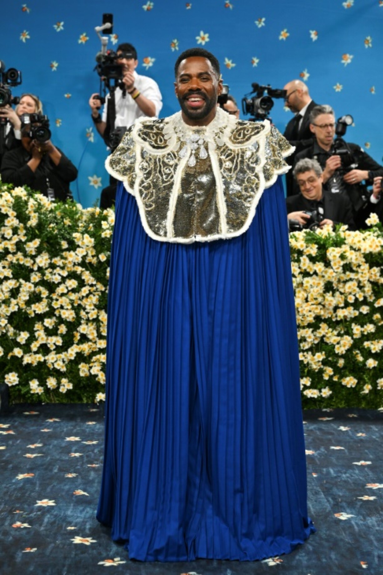 US actor Colman Domingo paid tribute to late Vogue editor Andre Leon Talley with his royal blue Valentino cape at the Met Gala