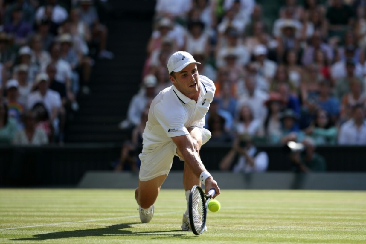Le Britannique Arthur Féry en quarts de finale de Wimbledon contre l'Italien Flavio Cobolli le 8 juillet 2026 à Londres