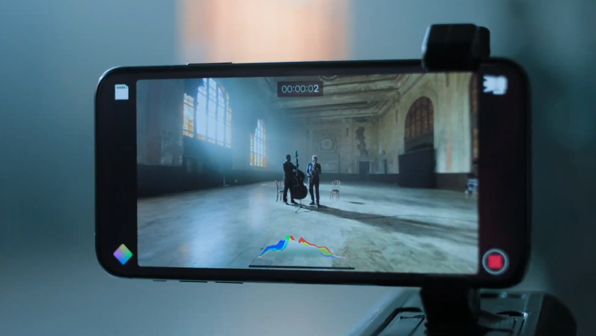 L'avant de l'iPhone 11 Pro en plein tournage