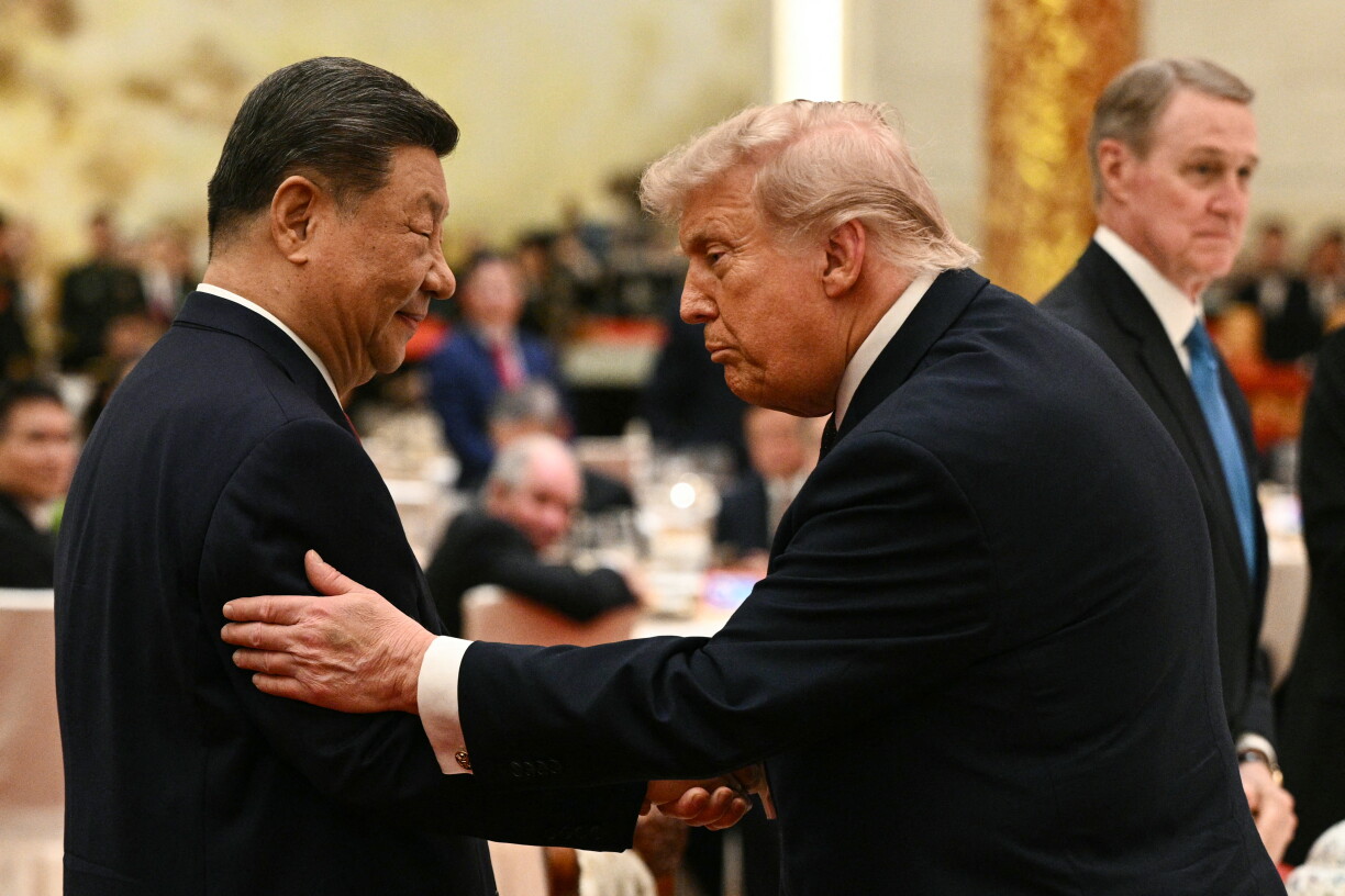 De chineesesche Staatschef Xi jinping an den US-President Donald Trump bei offizielle Staatsbanquet zu Peking.