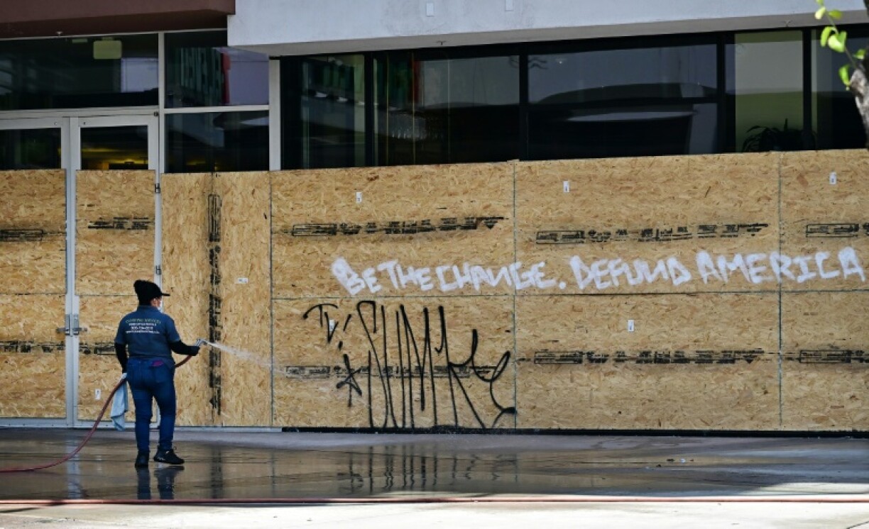 Some businesses in downtown Los Angeles were boarded up during demonstrations against federal immigration raids in the city
