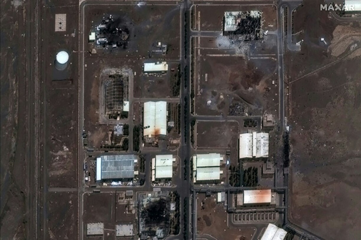 A satellite image released by Maxar Technologies showing the Iranian nuclear site of Natanz after Israeli strikes