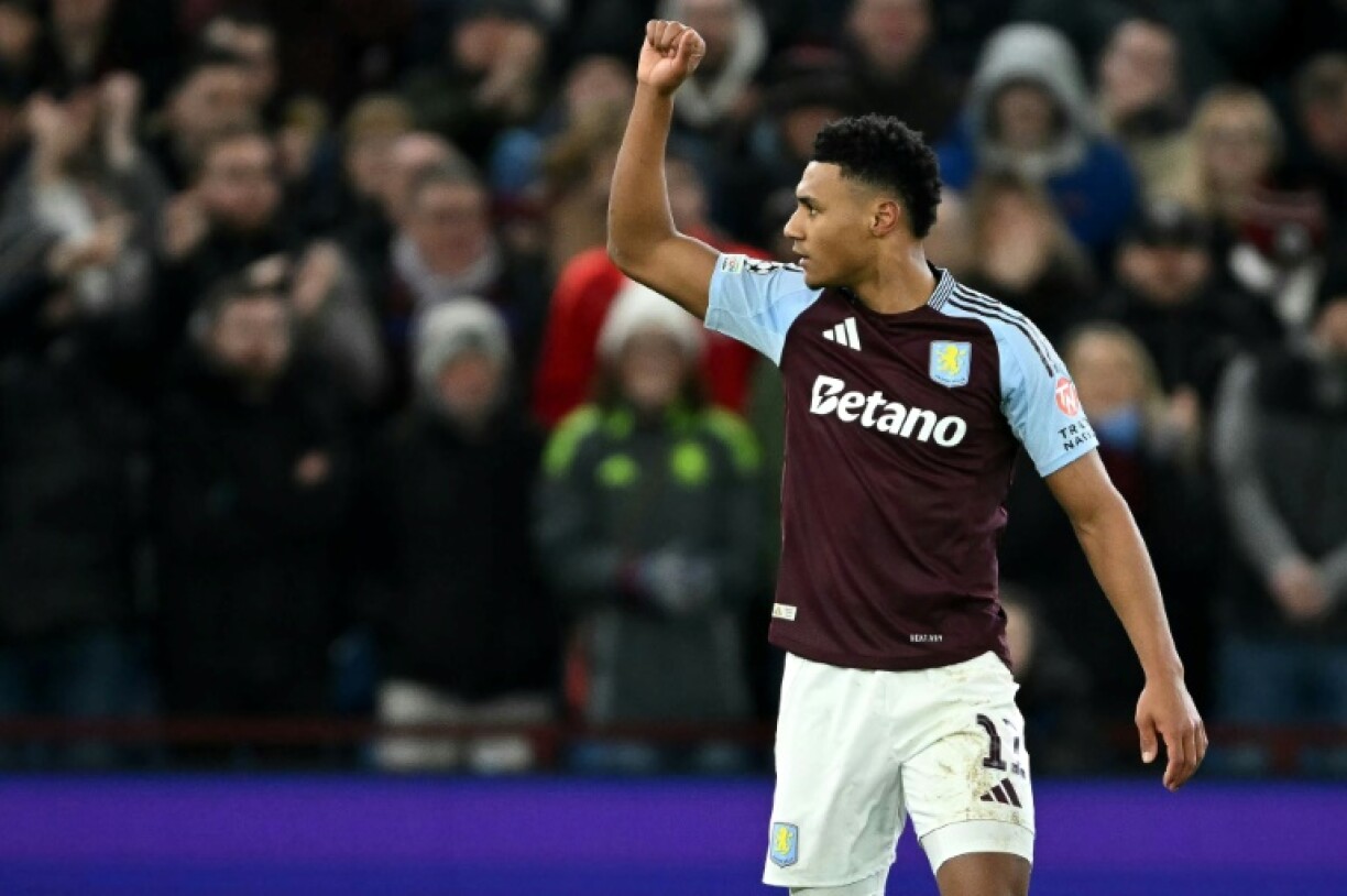 Aston Villa striker Ollie Watkins celebrates scoring against Celtic
