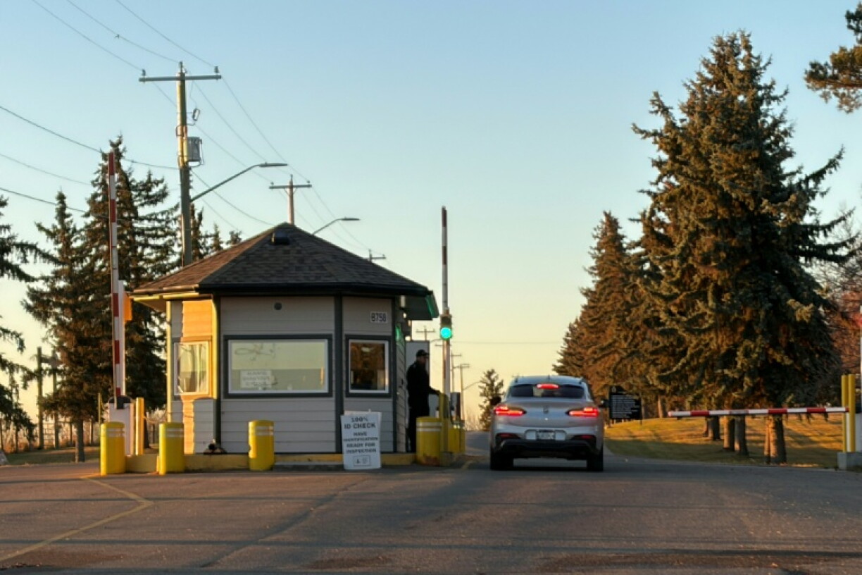 A view near the entrance of the Canadian Forces Base (CFB) Wainwright military base, in Wainwright, Alberta, Canada
