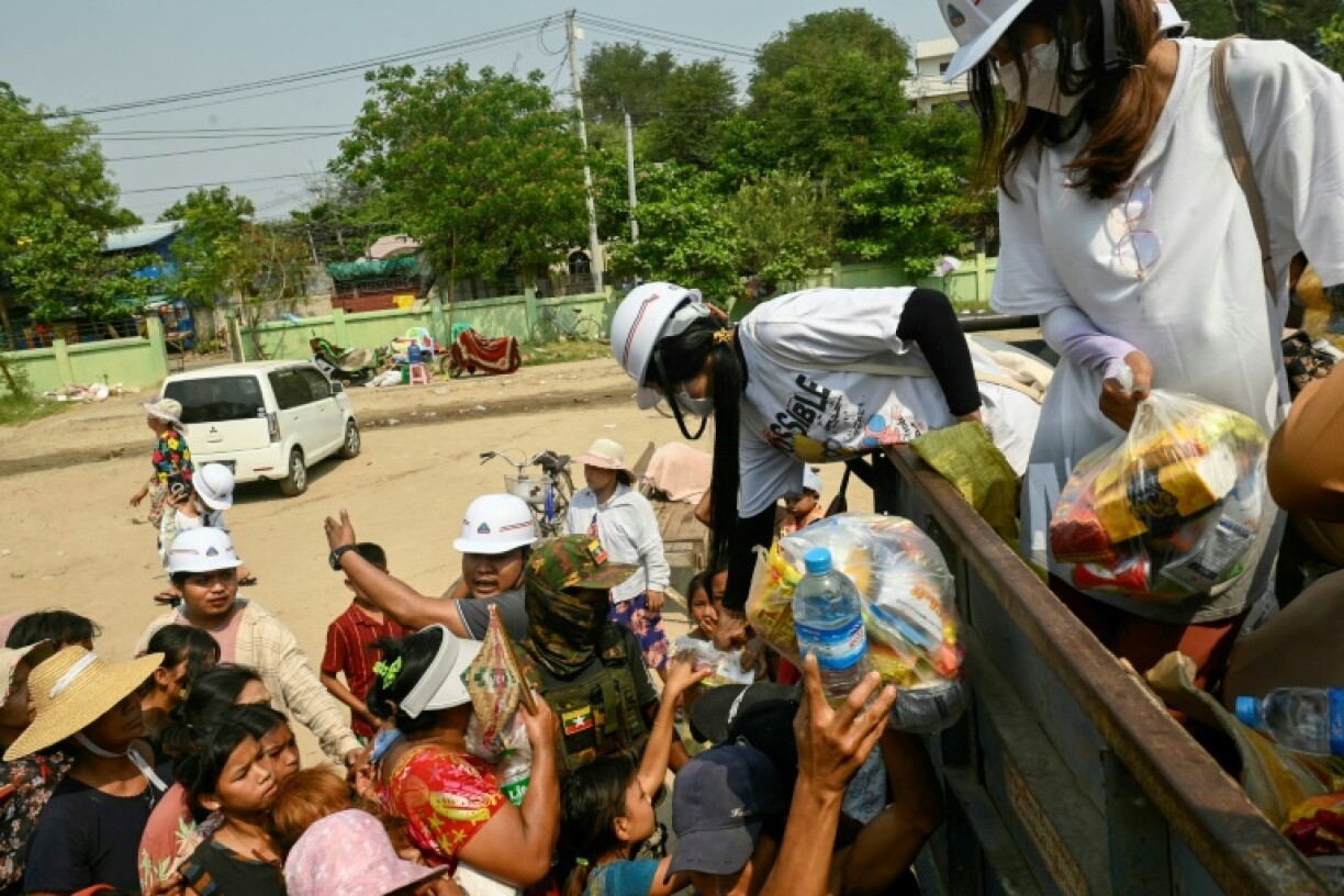 Volunteers have been handing out supplies to their fellow Burmese in Sagaing, where little international aid was visible