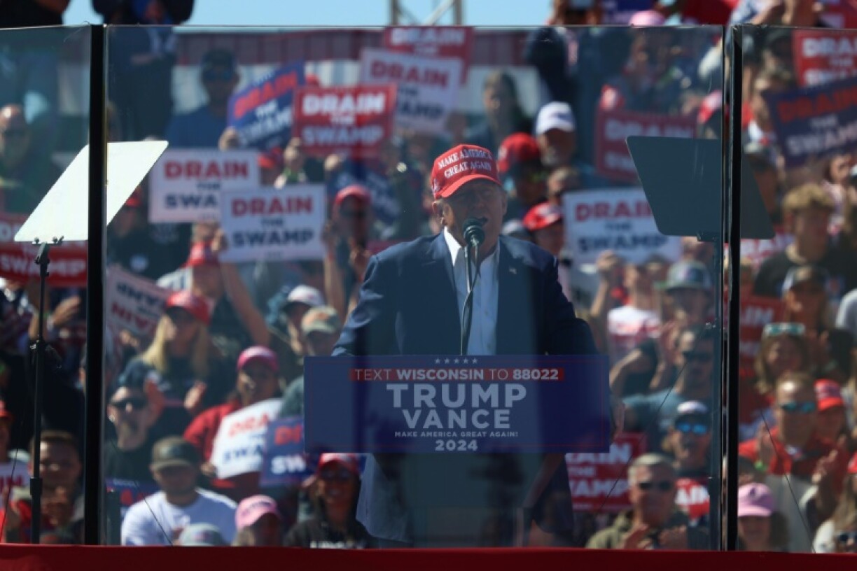 L'ancien président américain et candidat républicain à la présidentielle, Donald Trump, lors d'un meeting de campagneà Mosinee, le 7 septembre 2024 dans le Wisconsin