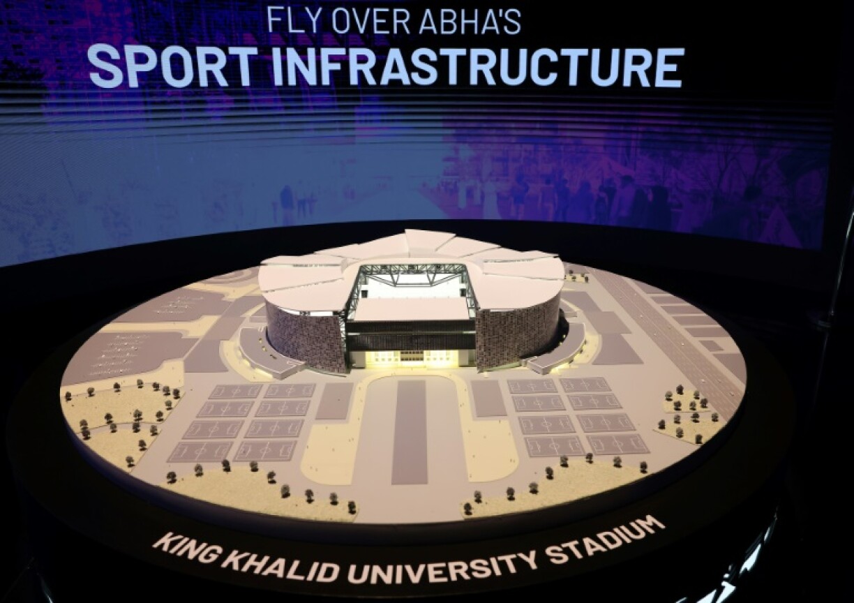 An artist's illustration of King Khalid University stadium in Abha in Saudi Arabia, one of the proposed venues for the 2034 World Cup
