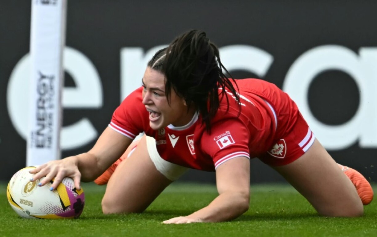 Canada wing Alysha Corrigan scores her second try in a 46-5 Women's Rugby World Cup quarter-final win over Australia in Bristol