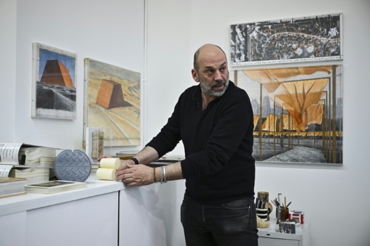 Vladimir Yavachev, a nephew of the artists Christo and Jeanne-Claude, shows AFP the New York studio where they worked