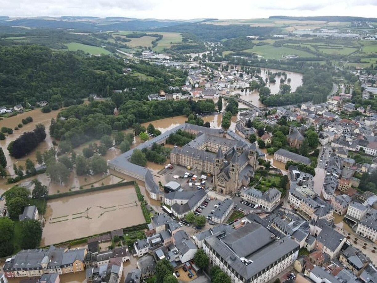 Echternach lors des inondations de la mi-juillet.