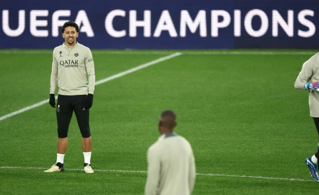 Le capitaine du PSG Marquinhos, à l'entraînement avant le 8e de finale retour de Ligue des champions contre la Real Sociedad à Saint-Sébastien le 4 mars 2024