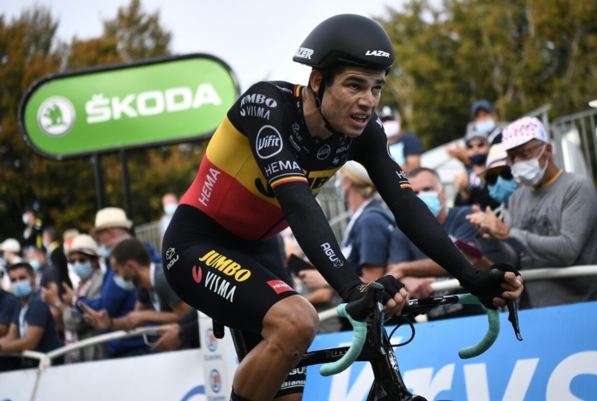 Le Belge Wout van Aert à l'arrivée du contre-la-montre du Tour de France le 19 septembre 2020 à La Planche des Belles Filles