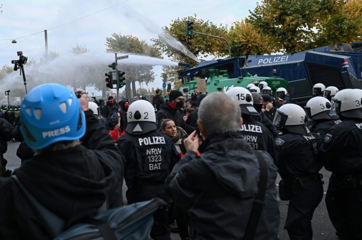 Police fired water cannons to disperse protesters in the Germany city of Cologne during Gen Z protests