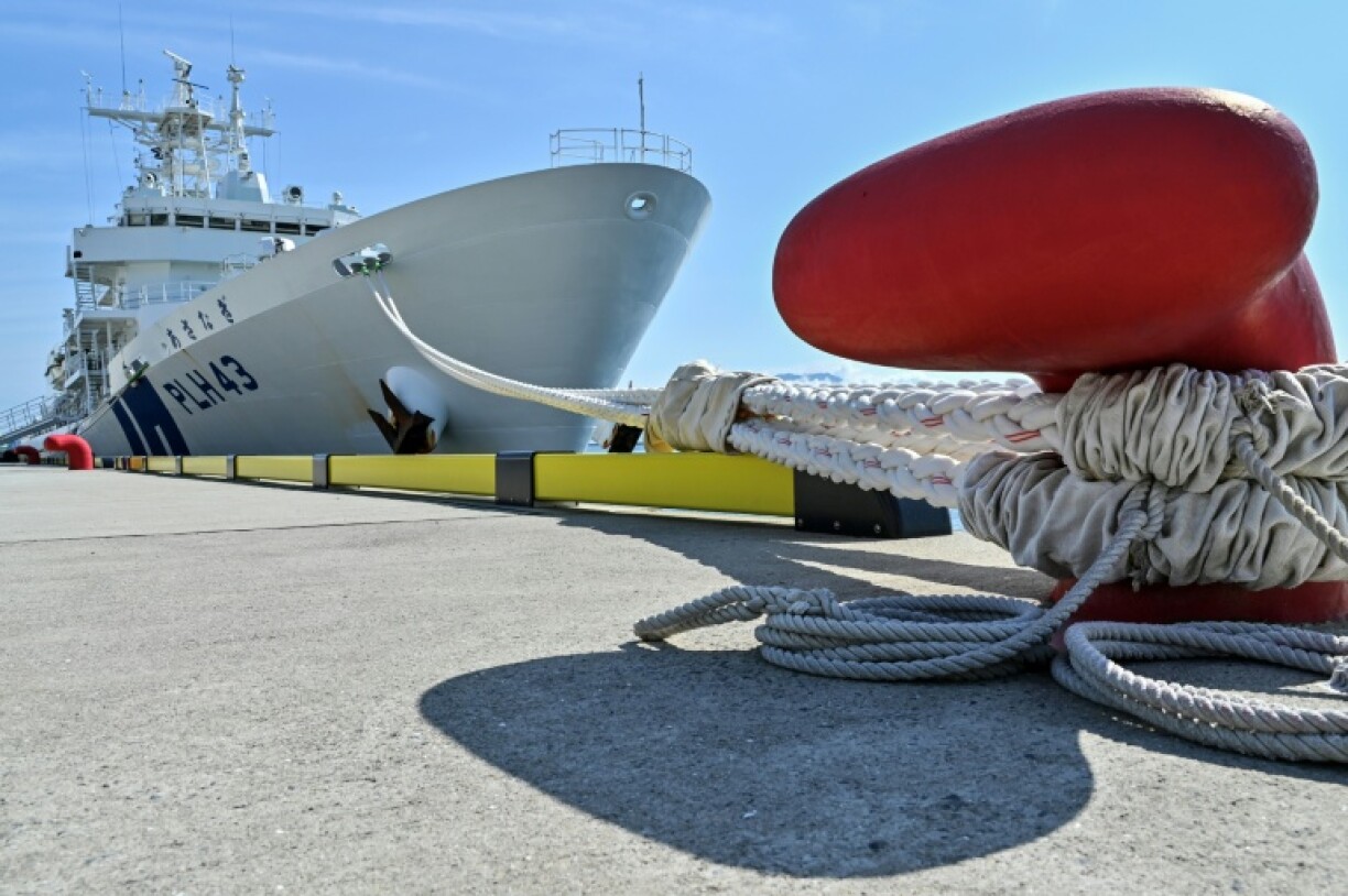 The Japan Coast Guard ship Asanagi prepares to launch for exercises with Philippine and US counterparts