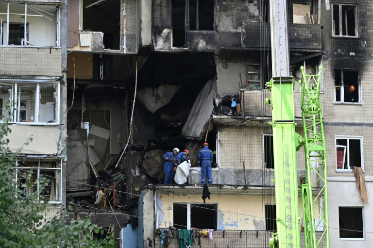 Un immeuble résidentiel de Kiev après une attaque russe, le 7 septembre 2025