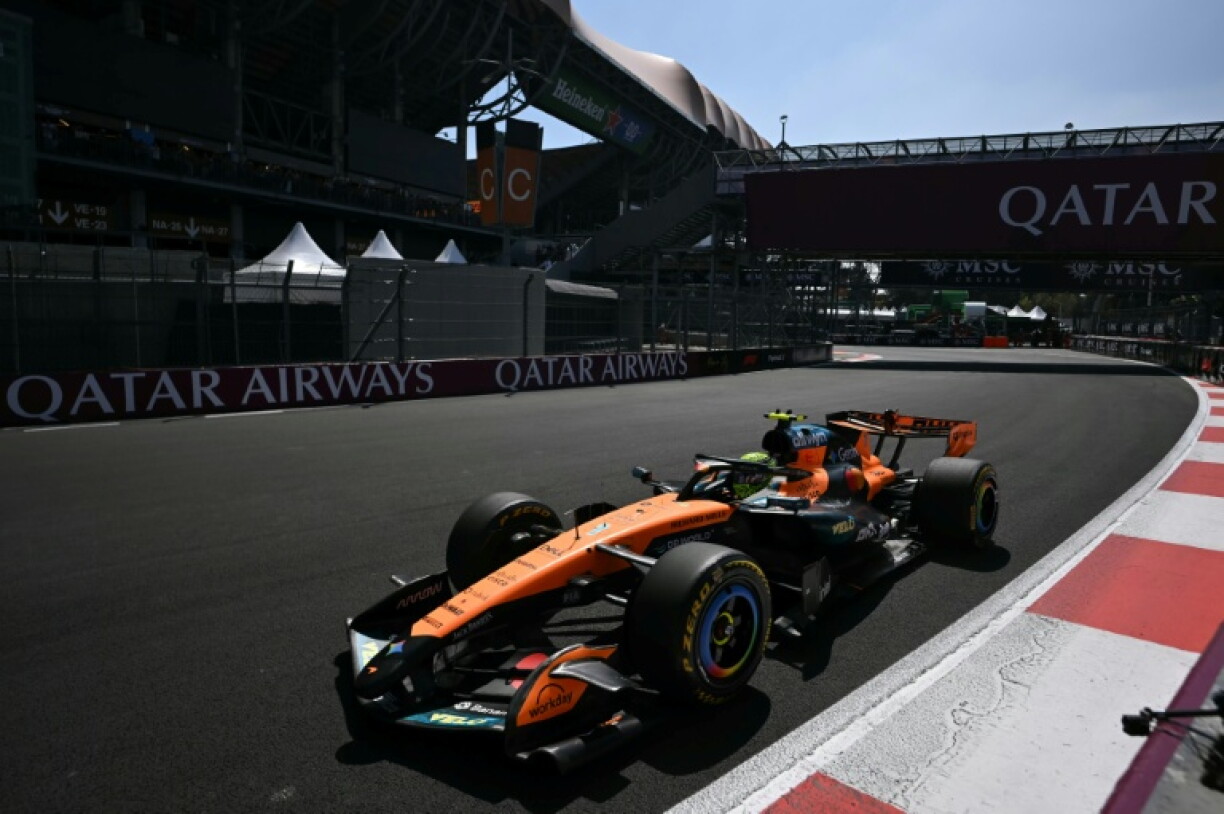 Lando Norris in third practice in the Mexico City where he set the fastest time