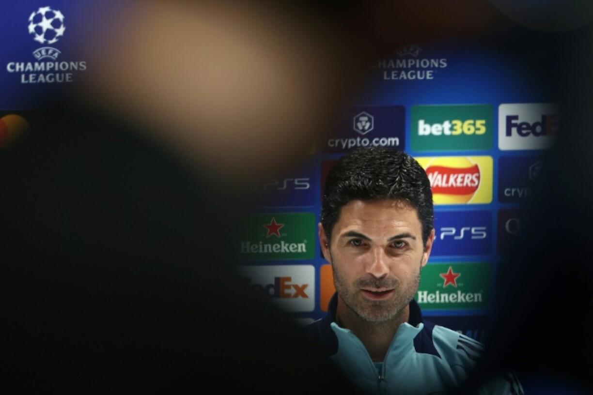 Arsenal manager Mikel Arteta speaks to the press on the eve of his team's Champions league semi-final against Paris Saint-Germain