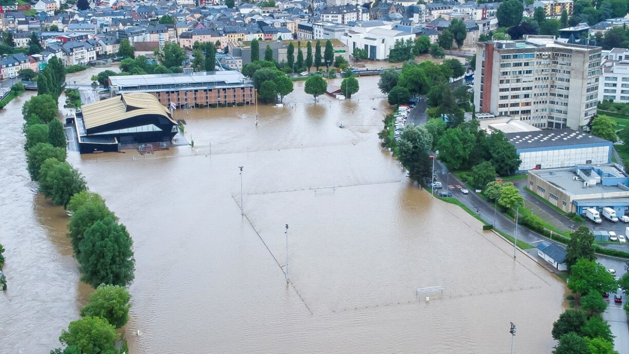 La Ville d'Ettelbruck sous les eaux en juillet 2021