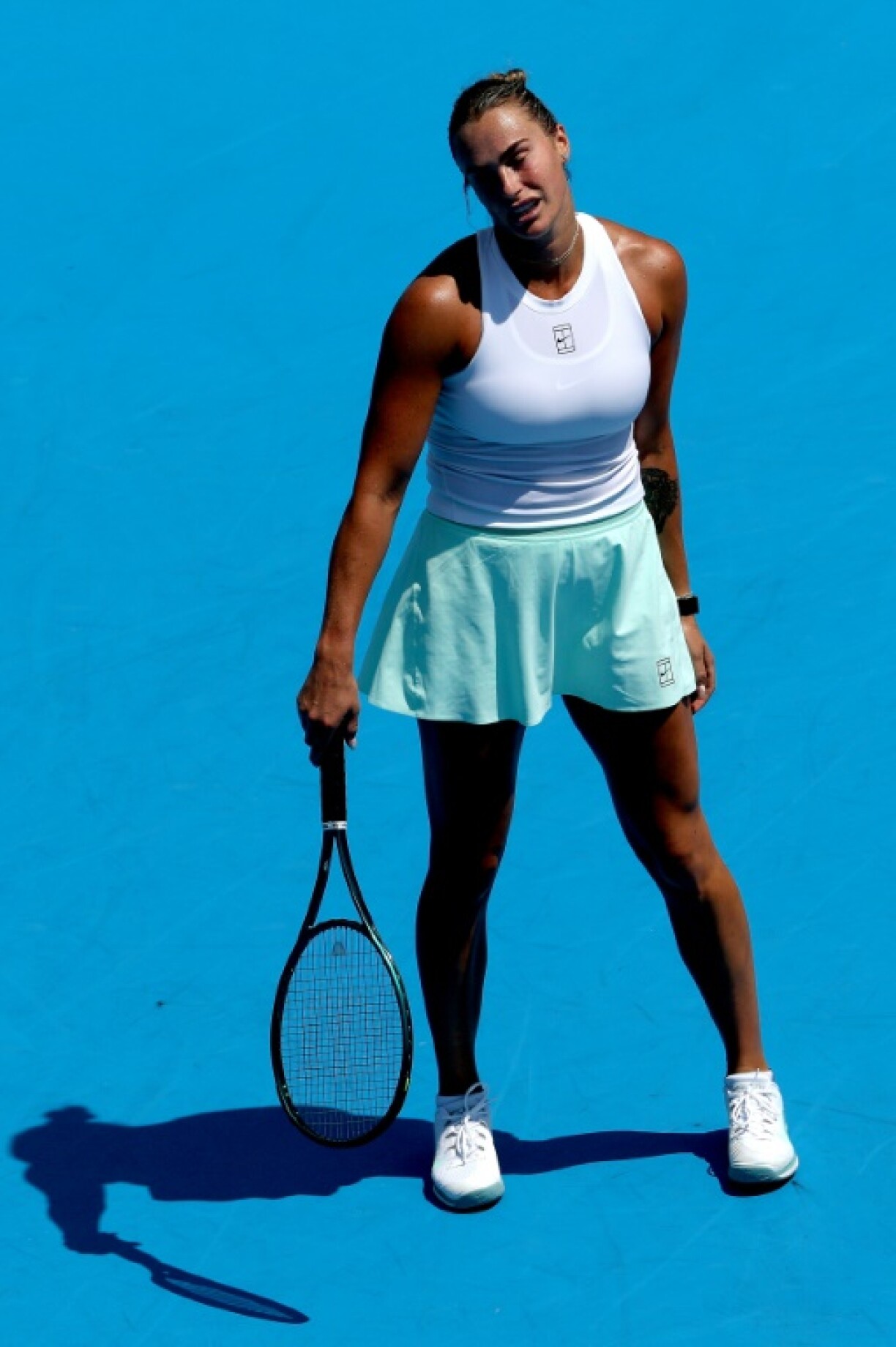 La Bélarusse Aryna Sabalenka lors de sa rencontre face à la Kazakhstanaise Elena Rybakina au WTA 1000 de Cincinnati, le 15 août 2025