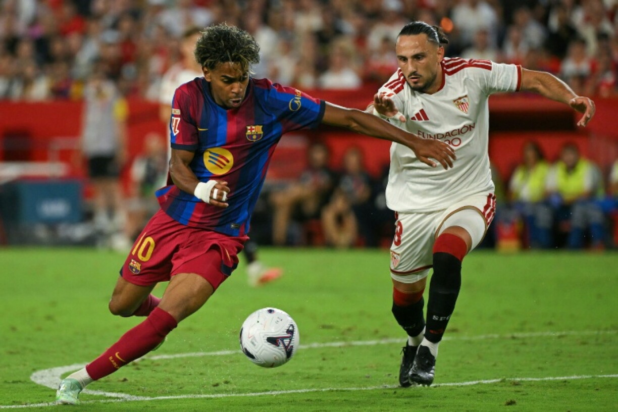 L'attaquant de Barcelone Lamine Yamal samedi à Séville en championnat d'Espagne.