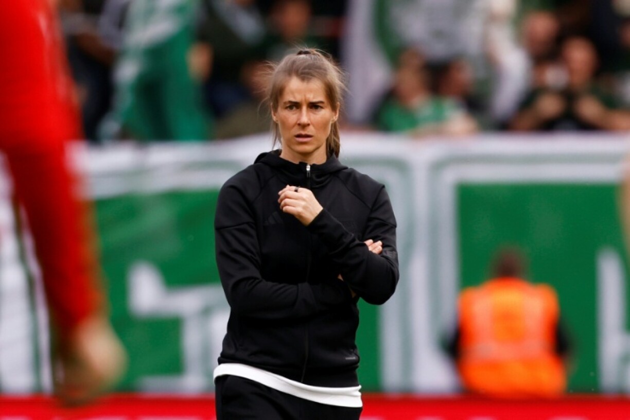 L'entraîneure de l'Union Berlin Marie-Louise Eta lors du match de Bundesliga contre Wolfsburg, le 18 avril 2026 à Berlin