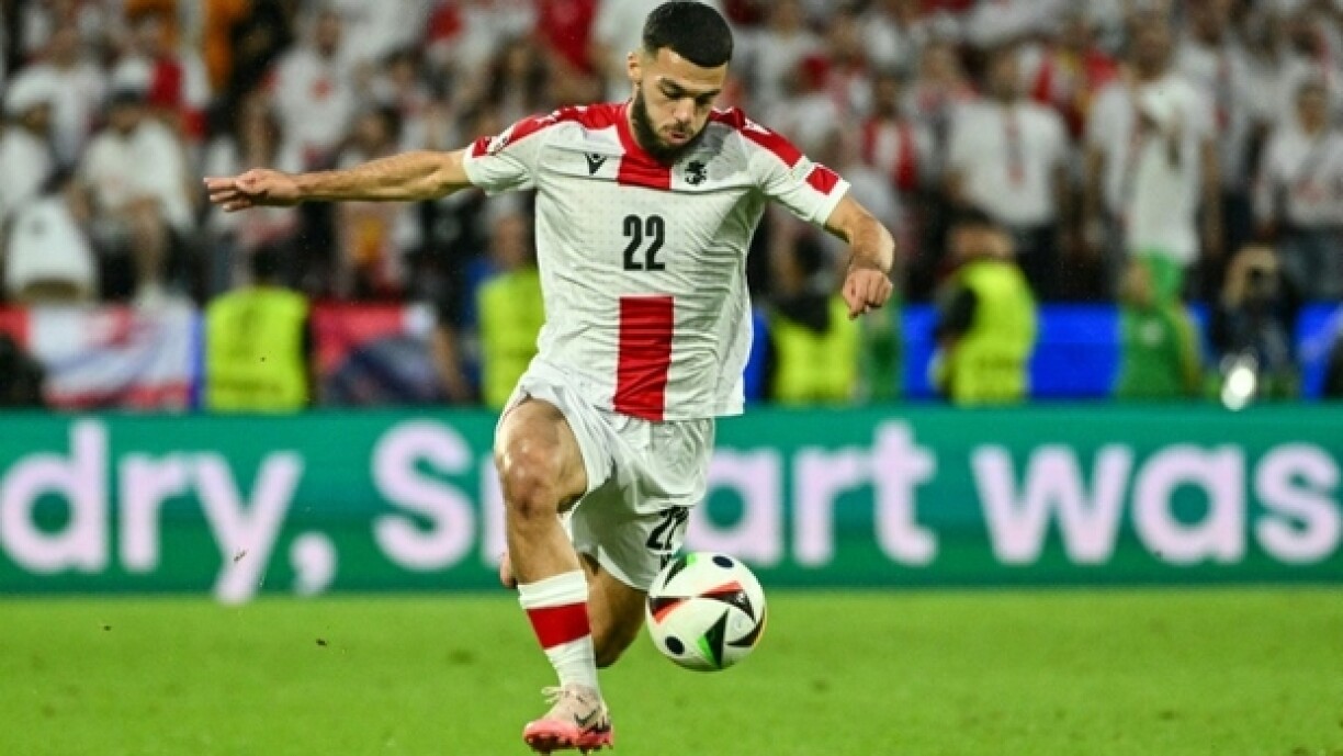 L'attaquant géorgien Georges Mikautadze face à l'Espagne lors de l'Euro, le 30 juin 2024 à Cologne