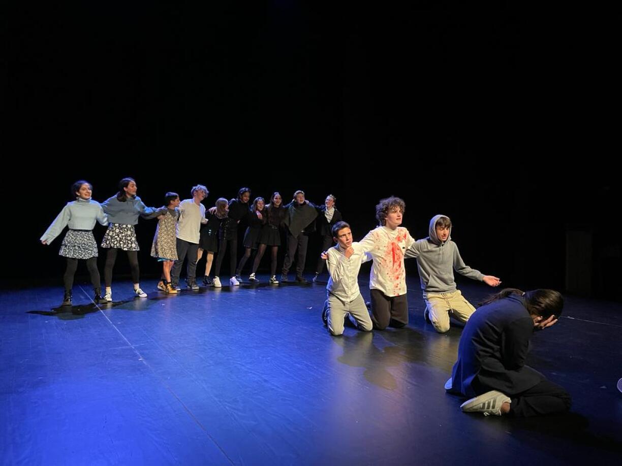 Students from St George’s International School performing Macbeth at the Abbey of Neumunster.