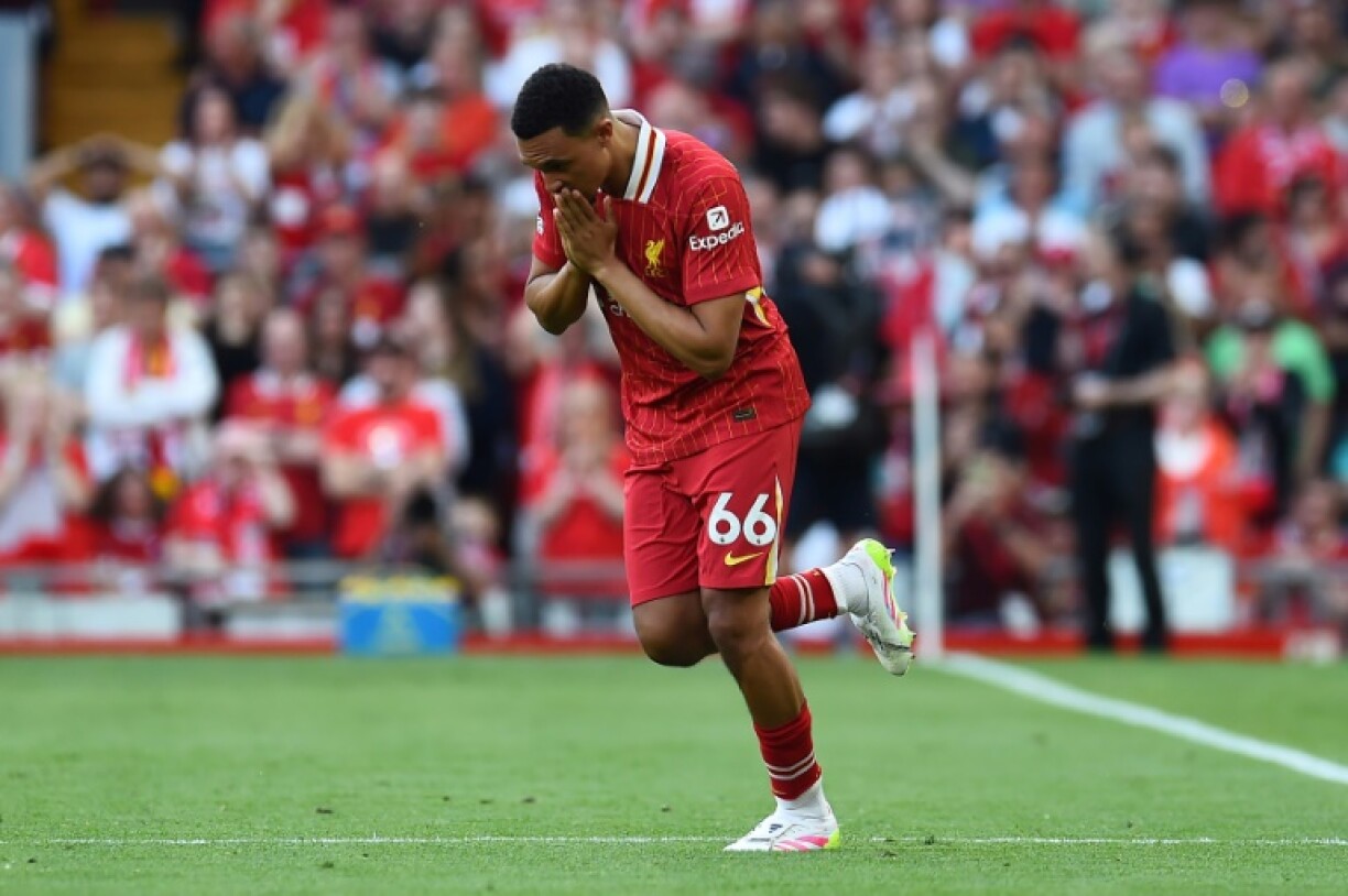 Trent Alexander-Arnold comes on as a substitute during Liverpool's match against Arsenal