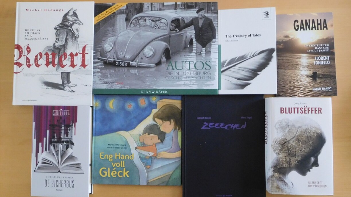 Dës, a vill aner Bicher kënnt Dir op eisem virtuellen Tour iwwert d'Walfer Bicherdeeg 2020 entdecken.