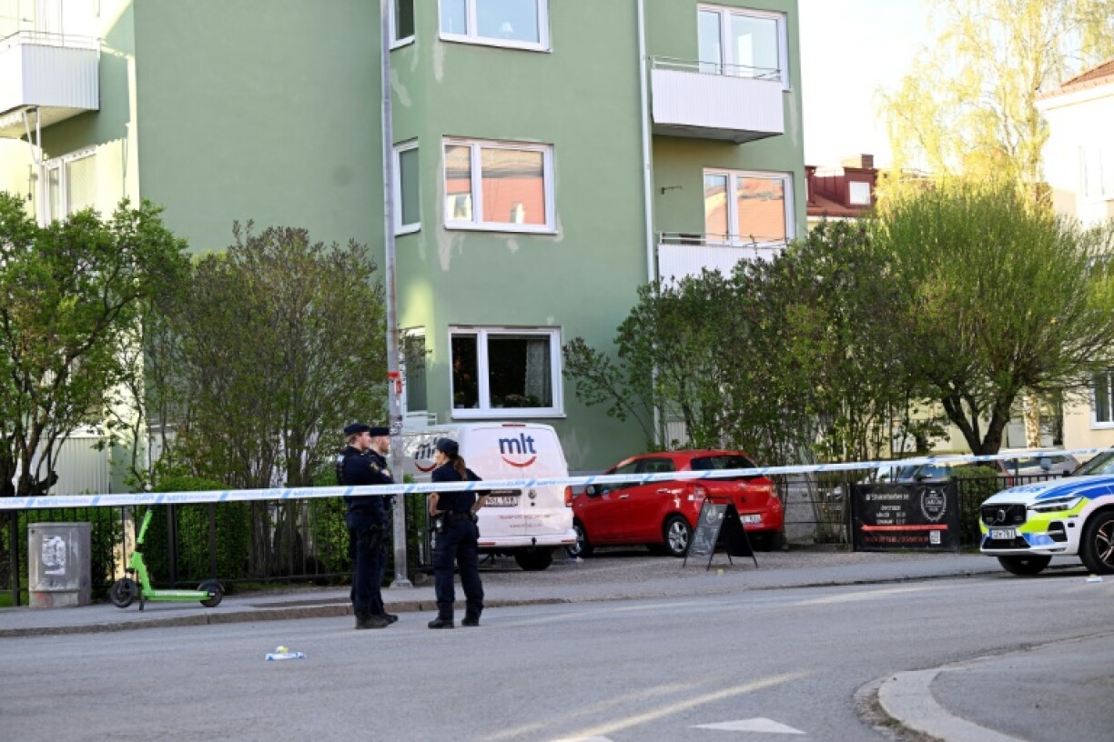 Police officers cordoned off the centre of Uppsala after media said several people were killed in a shooting